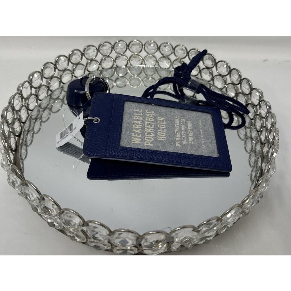 BATH BODY WORKS BLUE ID TAG CREDIT CARD POCKET BAC HOLDER BAG SLEEVE SANITIZER